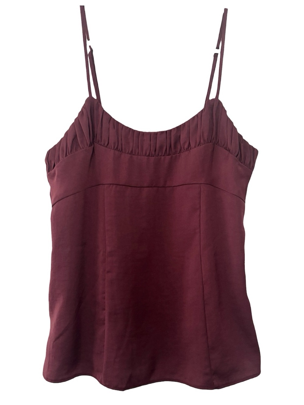 Banana Republic deep burgundy silky ruched bust top